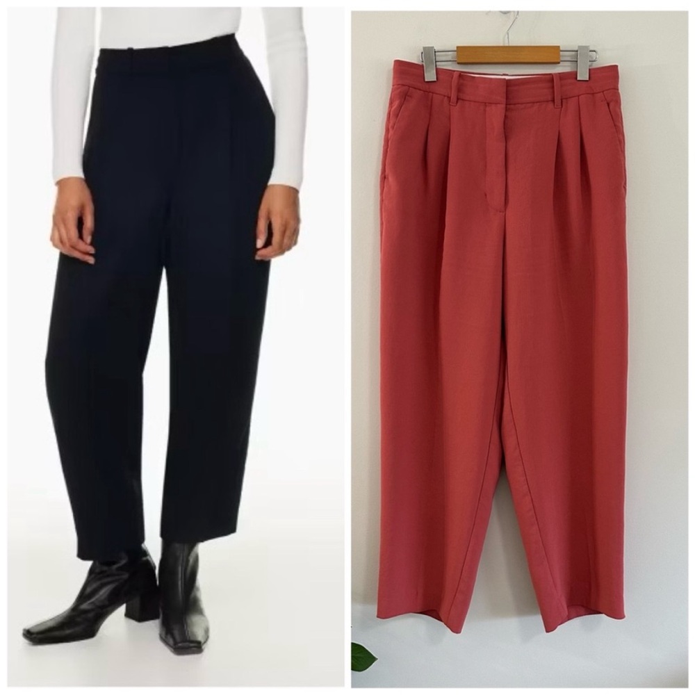 Aritizia Carrot Crepe Pants- warm sienna red